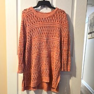 Croft and Barrow Peach/Orange Crochet Knit Sweater